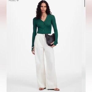 Madewell The Harlow Wide Leg Trouser Jean Size 29 Cream High Rise Relaxed Fit CL